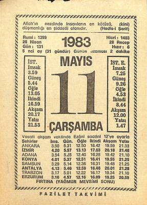 11 Mayıs 1983 Takvim Yaprağı - Doğum Günü Hediyesi EFM(N)12158 - 1