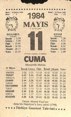 11 Mayıs 1984 Takvim Yaprağı - Doğum Günü Hediyesi EFM(N)11200 - 1