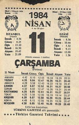 11 Nisan 1984 Takvim Yaprağı - Doğum Günü Hediyesi EFM(N)11324 - 1