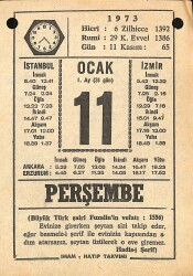 11 Ocak 1973 Takvim Yaprağı - Doğum Günü Hediyesi EFM(N)10820 - 3