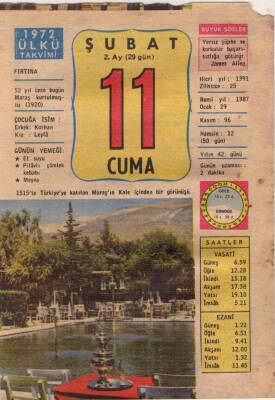 11 Şubat 1972 Takvim Yaprağı EFM(N)5472 - 1