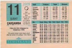 11 Şubat 2009 Takvim Yaprağı EFM(N)5616 - 3