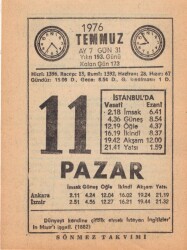 11 Temmuz 1976 Takvim Yaprağı EFM(N)1959 - 3