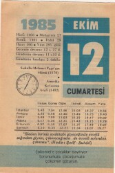 12 Ekim 1985 Takvim Yaprağı EFM(N)3044 - 3