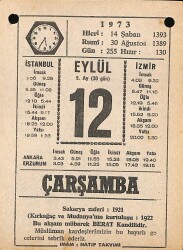 12 Eylül 1973 Takvim Yaprağı - Doğum Günü Hediyesi EFM(N)9858 - 2