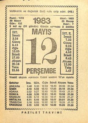 12 Mayıs 1983 Takvim Yaprağı - Doğum Günü Hediyesi EFM(N)12159 - 1