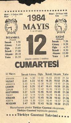 12 Mayıs 1984 Takvim Yaprağı - Doğum Günü Hediyesi EFM(N)11199 - 1