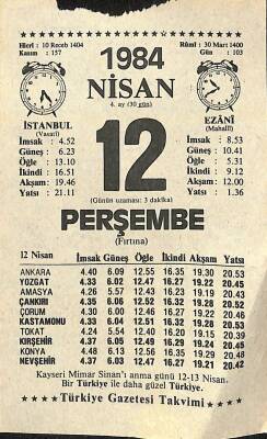 12 Nisan 1984 Takvim Yaprağı - Doğum Günü Hediyesi EFM(N)11322 - 1