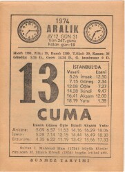 13 Aralık 1974 Takvim Yaprağı EFM(N)4295 - 2