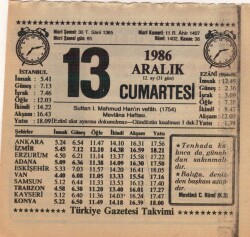 13 Aralık 1986 Takvim Yaprağı EFM(N)4325 - 3