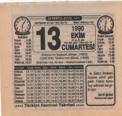 13 Ekim 1990 Takvim Yaprağı EFM(N)3138 - 3