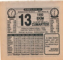 13 Ekim 1990 Takvim Yaprağı EFM(N)3138 - 2