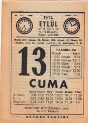 13 Eylül 1974 Takvim Yaprağı EFM(N)2715 - 2