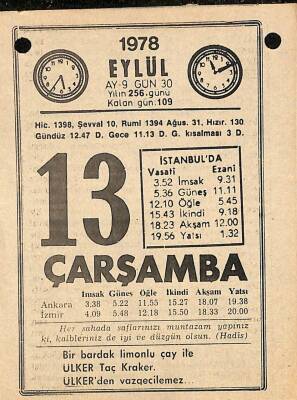 13 Eylül 1978 Takvim Yaprağı - Doğum Günü Hediyesi EFM(N)9762 - 1