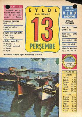 13 Eylül 1979 Takvim Yaprağı - Doğum Günü Hediyesi EFM(N)10170 - 4