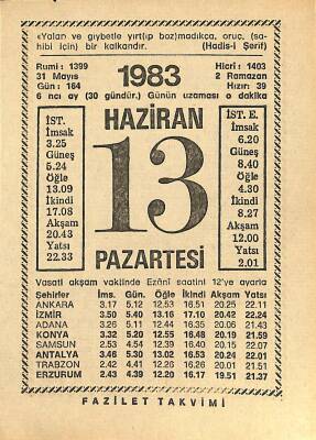 13 Haziran 1983 Takvim Yaprağı - Doğum Günü Hediyesi EFM(N)12540 - 1