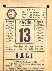 13 Kasım 1973 Takvim Yaprağı - Doğum Günü Hediyesi EFM(N)10716 - 4