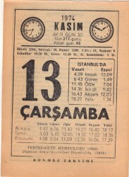 13 Kasım 1974 Takvim Yaprağı EFM(N)3323 - 3