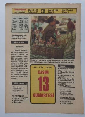 13 Kasım 1982 Takvim Yaprağı - Doğum Günü Hediyesi EFM(N)7349 - 1