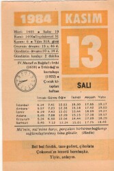 13 Kasım 1984 Takvim Yaprağı EFM(N)3353 - 3