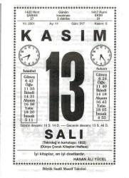 13 Kasım 2001 Takvim Yaprağı Doğum Günü Hediyesi EFM(N)4003 - 3