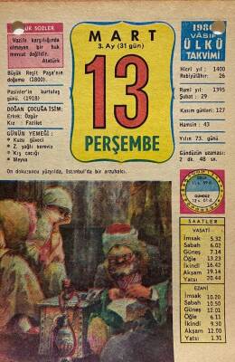 13 Mart 1980 Takvim Yaprağı - Doğum Günü Hediyesi EFM(N)8017 - 2