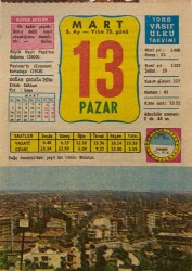 13 Mart 1988 Takvim Yaprağı - Doğum Günü Hediyesi EFM(N)7987 - 1