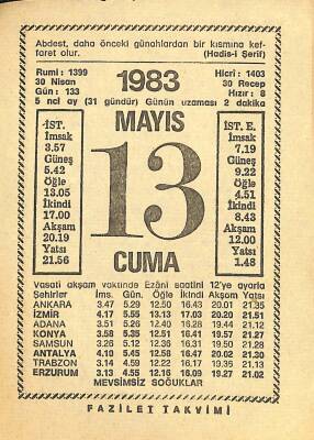 13 Mayıs 1983 Takvim Yaprağı - Doğum Günü Hediyesi EFM(N)12160 - 1