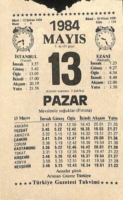 13 Mayıs 1984 Takvim Yaprağı - Doğum Günü Hediyesi EFM(N)11198 - 1