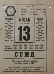 13 Nisan 1973 Takvim Yaprağı - Doğum Günü Hediyesi EFM(N)8110 - 2