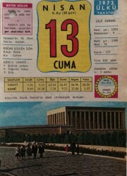 13 Nisan 1973 Takvim Yaprağı - Doğum Günü Hediyesi EFM(N)8318 - 1