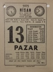 13 Nisan 1975 Takvim Yaprağı - Doğum Günü Hediyesi EFM(N)8140 - 2