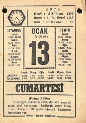 13 Ocak 1973 Takvim Yaprağı - Doğum Günü Hediyesi EFM(N)10822 - 4