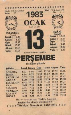 13 Ocak 1983 Takvim Yaprağı EFM(N)4566 - 1