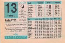 13 Temmuz 2009 Takvim Yaprağı EFM(N)1993 - 3