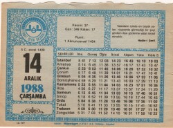 14 Aralık 1988 Takvim Yaprağı EFM(N)4480 - 3