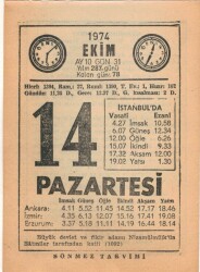 14 Ekim 1974 Takvim Yaprağı EFM(N)2984 - 2