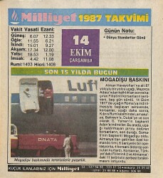 14 Ekim 1987 Resimli Takvim Yaprağı - Doğum Günü Hediyesi EFM(N)10512 - 3