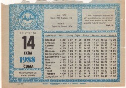 14 Ekim 1988 Takvim Yaprağı EFM(N)3201 - 1