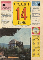 14 Eylül 1973 Takvim Yaprağı - Doğum Günü Hediyesi EFM(N)10145 - 2