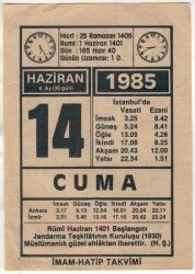 14 Haziran 1985 Takvim Yaprağı EFM(N)1385 - 4