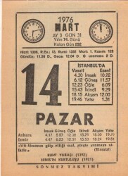 14 Mart 1976 Takvim Yaprağı EFM(N)5955 - 3