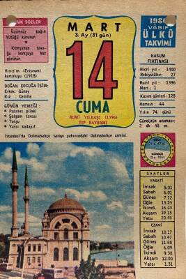 14 Mart 1980 Takvim Yaprağı - Doğum Günü Hediyesi EFM(N)8018 - 2