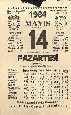 14 Mayıs 1984 Takvim Yaprağı - Doğum Günü Hediyesi EFM(N)11201 - 1