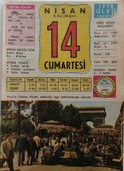 14 Nisan 1973 Takvim Yaprağı - Doğum Günü Hediyesi EFM(N)8319 - 1