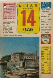 14 Nisan 1974 Takvim Yaprağı - Doğum Günü Hediyesi EFM(N)8241 - 2