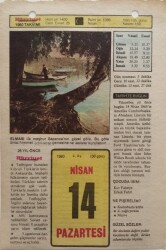 14 Nisan 1980 Takvim Yaprağı - Doğum Günü Hediyesi EFM(N)8398 - 2