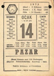 14 Ocak 1973 Takvim Yaprağı - Doğum Günü Hediyesi EFM(N)10823 - 3