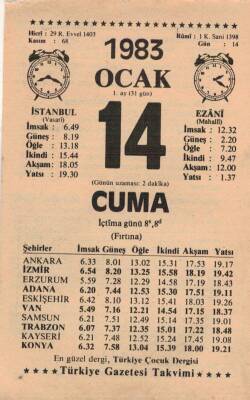 14 Ocak 1983 Takvim Yaprağı EFM(N)4567 - 1