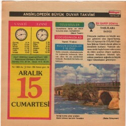 15 Aralık 1984 Takvim Yaprağı EFM(N)4081 - 3